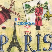 Serviette papier Paris et Moulin Rouge - 33 cm x 33 cm 2 plis